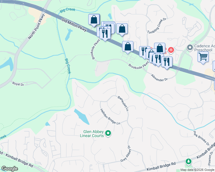 map of restaurants, bars, coffee shops, grocery stores, and more near 1035 Lainston Court in Alpharetta
