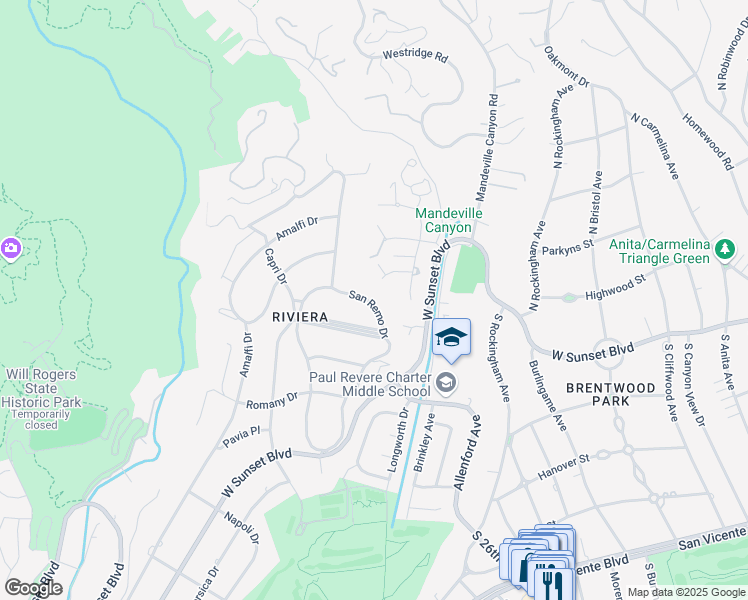 map of restaurants, bars, coffee shops, grocery stores, and more near 1514 North San Remo Drive in Los Angeles