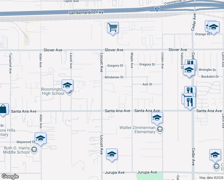 map of restaurants, bars, coffee shops, grocery stores, and more near 10768 Williams Avenue in Bloomington