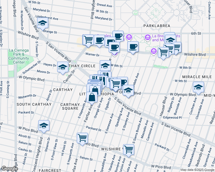 map of restaurants, bars, coffee shops, grocery stores, and more near 938 Orange Grove Avenue in Los Angeles