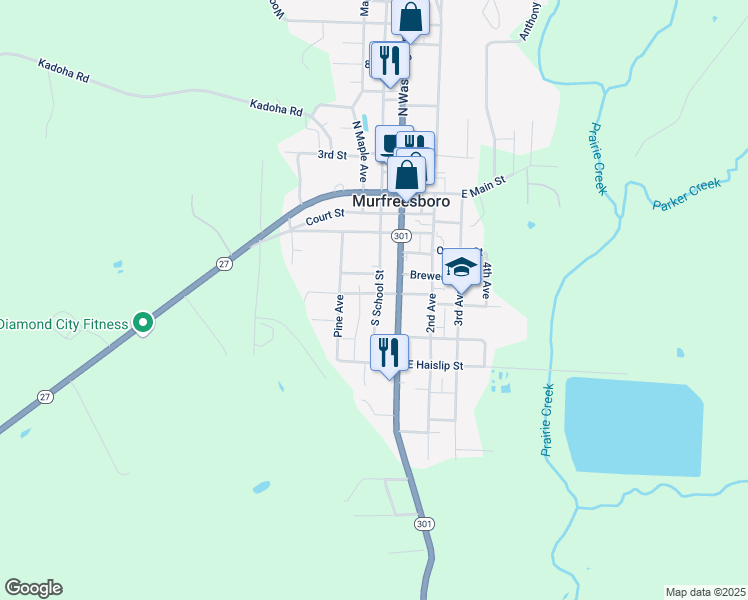 map of restaurants, bars, coffee shops, grocery stores, and more near 215 East Dickson Street in Murfreesboro