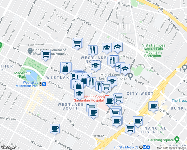 map of restaurants, bars, coffee shops, grocery stores, and more near 1599 West 4th Street in Los Angeles