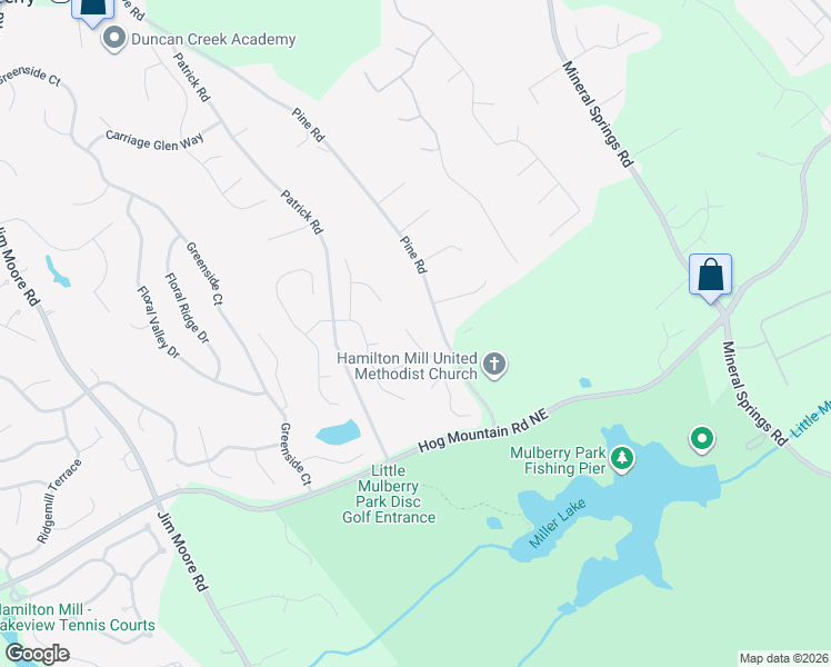 map of restaurants, bars, coffee shops, grocery stores, and more near 1701 Heathermoor Way in Dacula