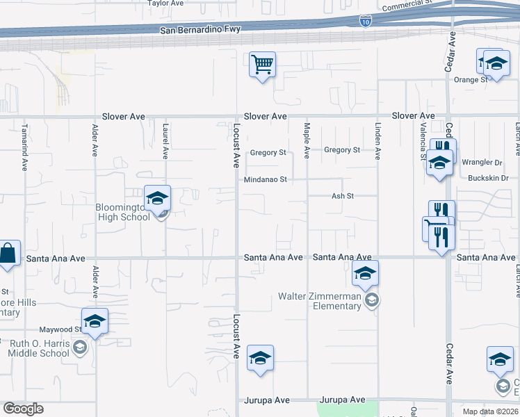 map of restaurants, bars, coffee shops, grocery stores, and more near 10768 Williams Avenue in Bloomington