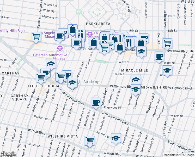 map of restaurants, bars, coffee shops, grocery stores, and more near 922 North Sierra Bonita Avenue in West Hollywood