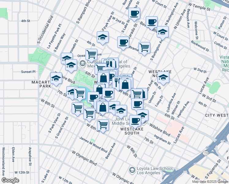map of restaurants, bars, coffee shops, grocery stores, and more near 1931 West 6th Street in Los Angeles