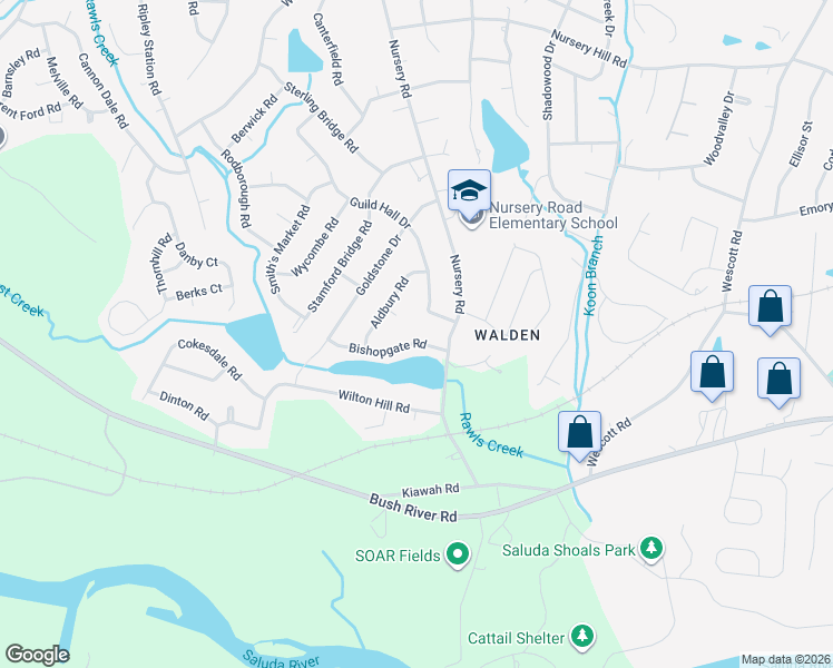 map of restaurants, bars, coffee shops, grocery stores, and more near 531 Guild Hall Drive in Columbia