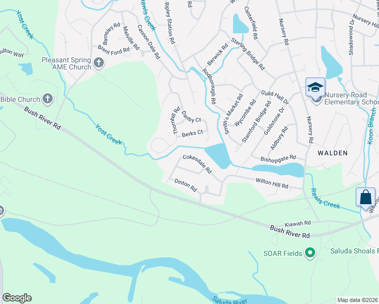 map of restaurants, bars, coffee shops, grocery stores, and more near 414 Finwood Court in Columbia