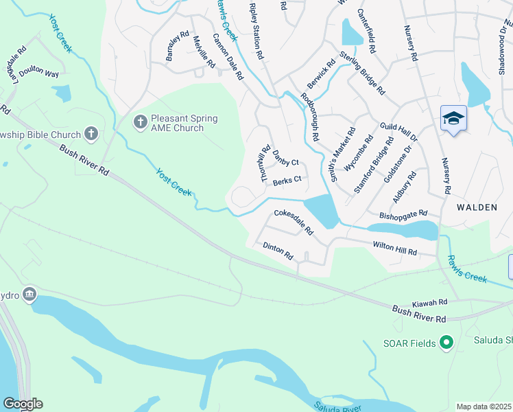 map of restaurants, bars, coffee shops, grocery stores, and more near 206 Thornhill Road in Columbia