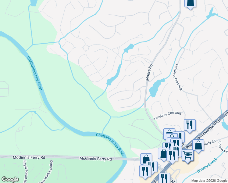 map of restaurants, bars, coffee shops, grocery stores, and more near 1161 Crofton Landing in Suwanee