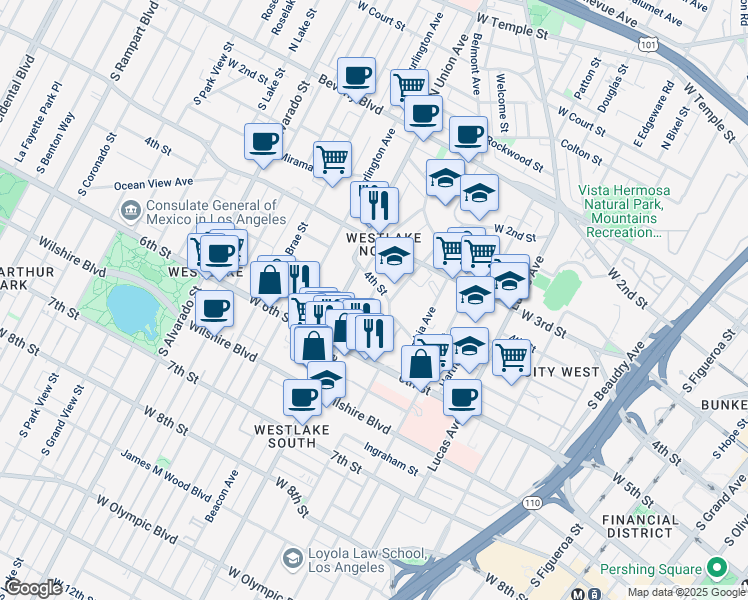 map of restaurants, bars, coffee shops, grocery stores, and more near 1599 West 4th Street in Los Angeles