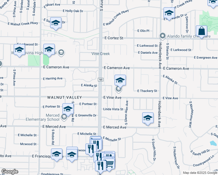 map of restaurants, bars, coffee shops, grocery stores, and more near 902 South Donna Beth Avenue in West Covina