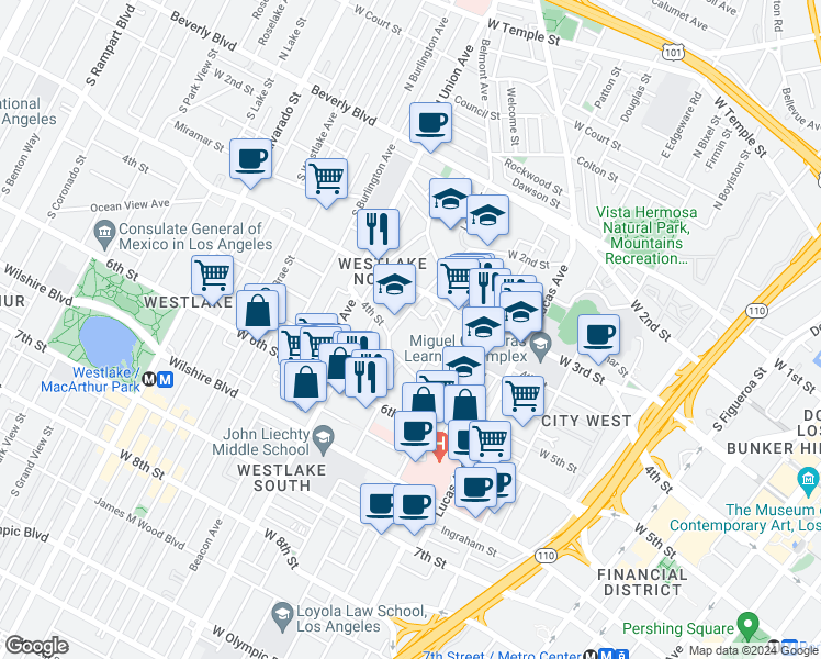 map of restaurants, bars, coffee shops, grocery stores, and more near 366 Loma Drive in Los Angeles
