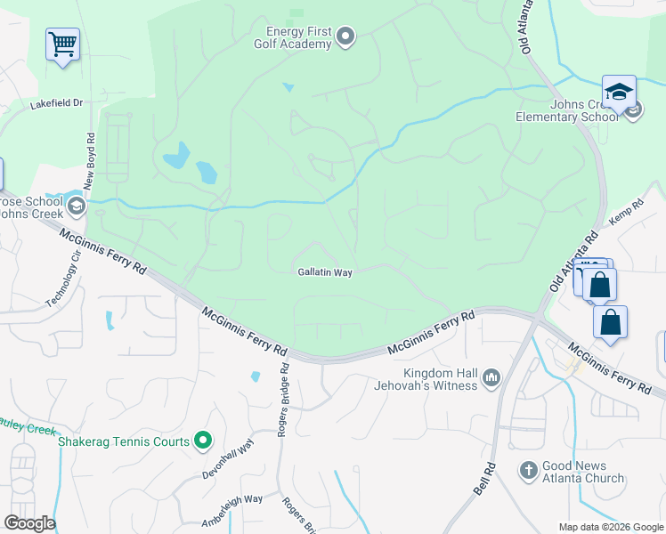 map of restaurants, bars, coffee shops, grocery stores, and more near 910 Gallatin Way in Suwanee
