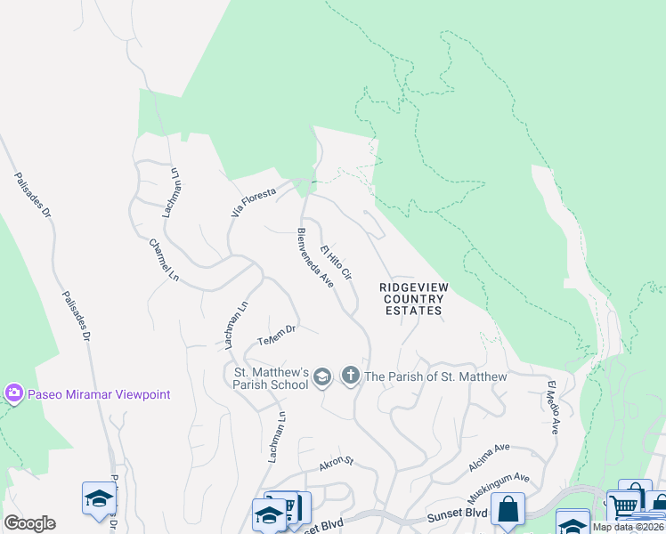 map of restaurants, bars, coffee shops, grocery stores, and more near 1279 El Hito Circle in Los Angeles