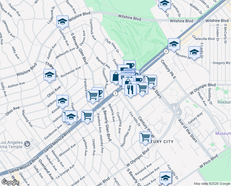 map of restaurants, bars, coffee shops, grocery stores, and more near 6415 Santa Monica Boulevard in Los Angeles
