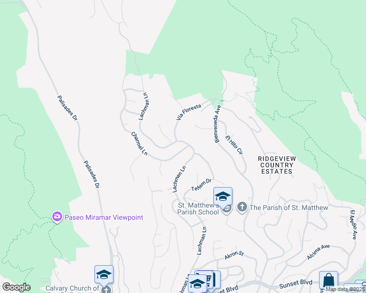 map of restaurants, bars, coffee shops, grocery stores, and more near 16647 Charmel Lane in Los Angeles