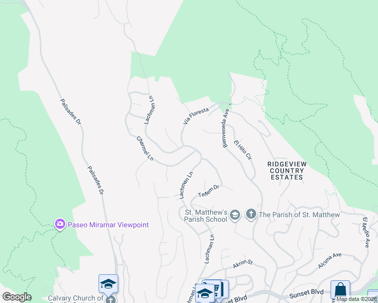 map of restaurants, bars, coffee shops, grocery stores, and more near 16647 Charmel Lane in Los Angeles