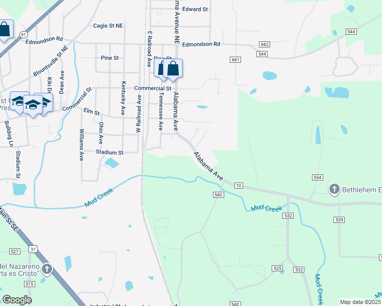 map of restaurants, bars, coffee shops, grocery stores, and more near 0 Alabama Avenue in Hanceville