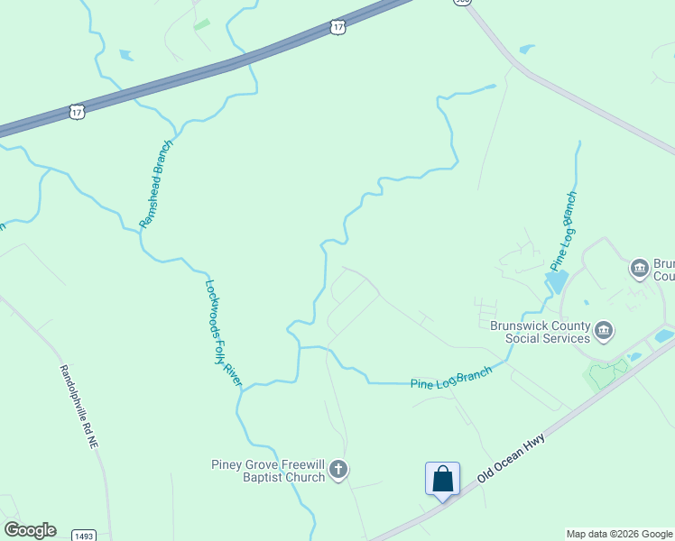 map of restaurants, bars, coffee shops, grocery stores, and more near 2108 Sounders Lane NE in Brunswick County