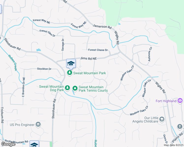 map of restaurants, bars, coffee shops, grocery stores, and more near 4493 Windsor Oaks Drive in Marietta
