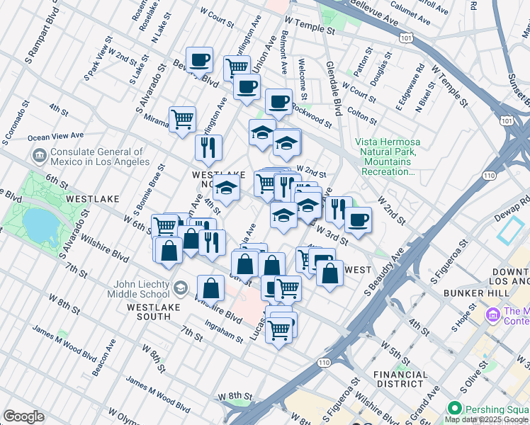 map of restaurants, bars, coffee shops, grocery stores, and more near in Los Angeles