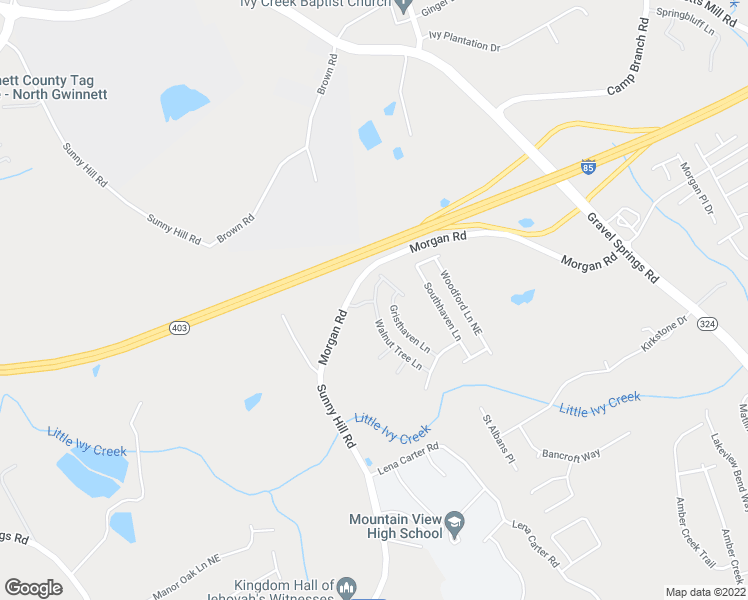 map of restaurants, bars, coffee shops, grocery stores, and more near 2462 Walnut Tree Lane in Buford