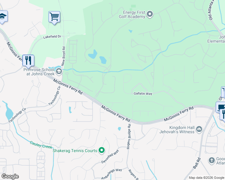 map of restaurants, bars, coffee shops, grocery stores, and more near 7355 Craigleith Drive in Duluth