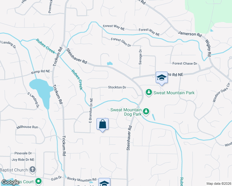 map of restaurants, bars, coffee shops, grocery stores, and more near 4362 Stockton Terrace in Marietta