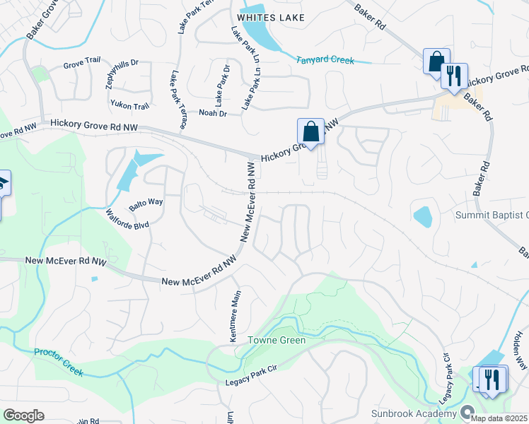 map of restaurants, bars, coffee shops, grocery stores, and more near 4303 Brighton Court Northwest in Kennesaw