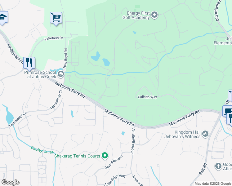 map of restaurants, bars, coffee shops, grocery stores, and more near 7355 Craigleith Drive in Duluth