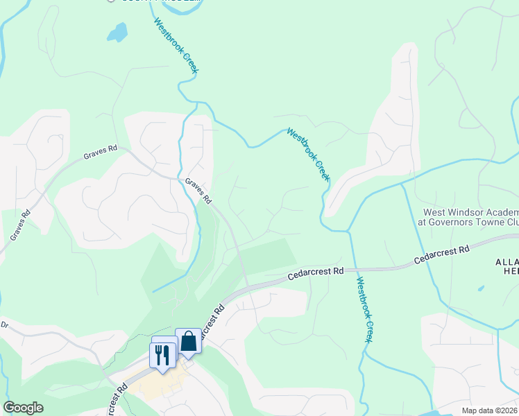 map of restaurants, bars, coffee shops, grocery stores, and more near 45 Bingham Court in Acworth