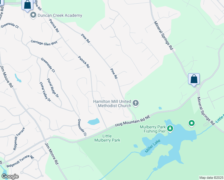 map of restaurants, bars, coffee shops, grocery stores, and more near 1721 Heathermoor Way in Dacula