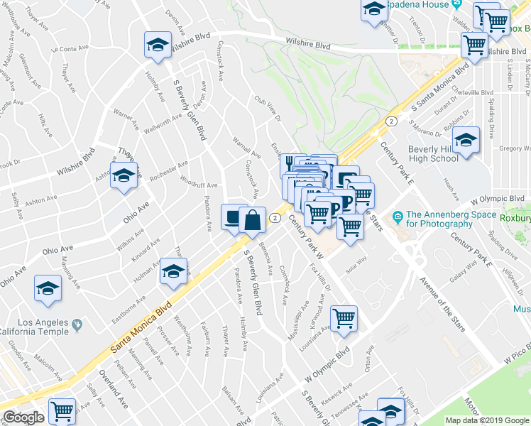 map of restaurants, bars, coffee shops, grocery stores, and more near 6415 Santa Monica Boulevard in Los Angeles
