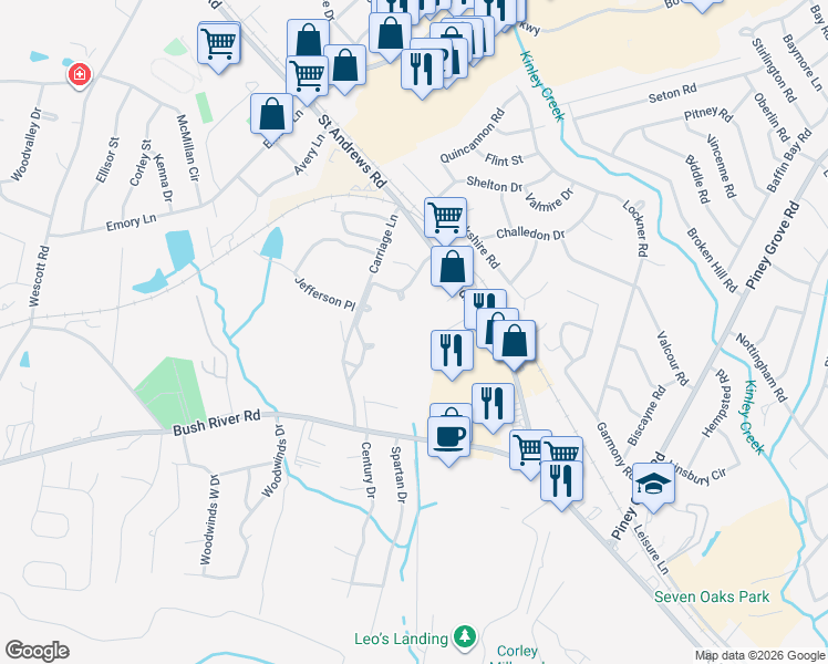 map of restaurants, bars, coffee shops, grocery stores, and more near 219 Jimmy Love Lane in Columbia