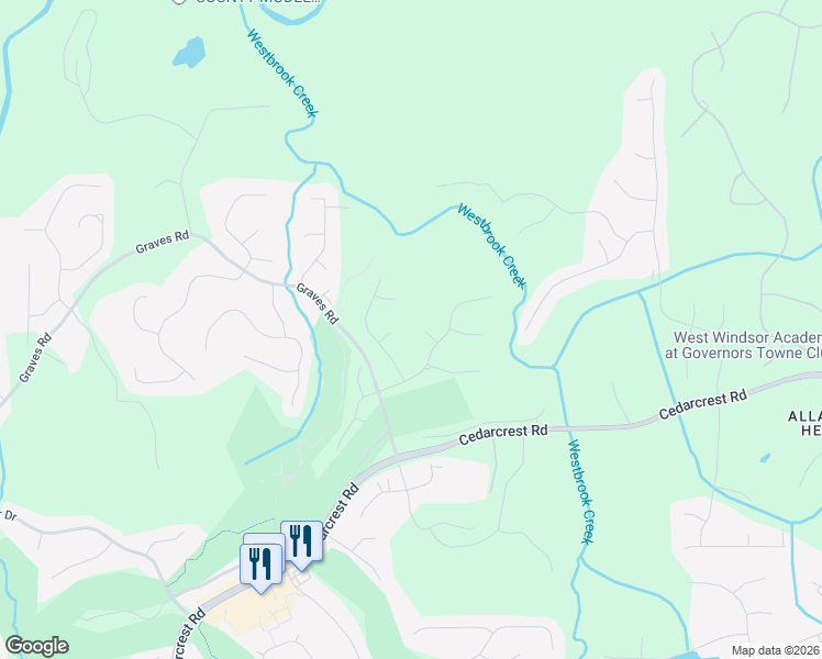 map of restaurants, bars, coffee shops, grocery stores, and more near 45 Bingham Court in Acworth