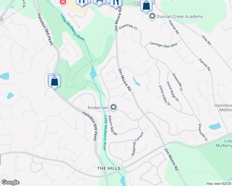 map of restaurants, bars, coffee shops, grocery stores, and more near 3320 Fairway Bend Drive in Dacula