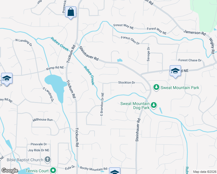 map of restaurants, bars, coffee shops, grocery stores, and more near 4357 Stockton Way in Marietta
