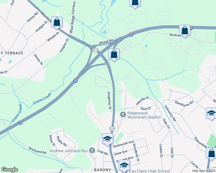 map of restaurants, bars, coffee shops, grocery stores, and more near 5620 Knightner Street in Columbia