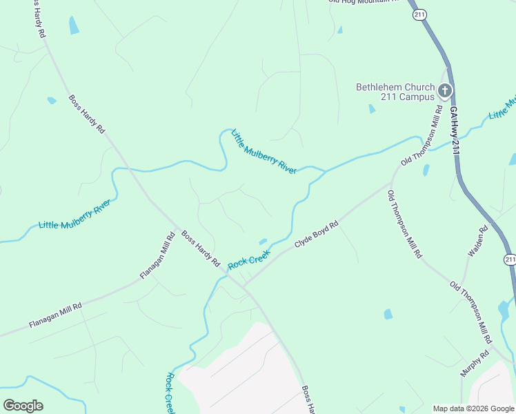 map of restaurants, bars, coffee shops, grocery stores, and more near 1043 Denali Way in Winder