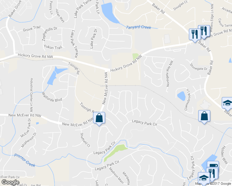 map of restaurants, bars, coffee shops, grocery stores, and more near 4303 Brighton Court Northwest in Kennesaw