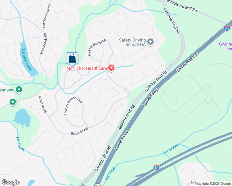 map of restaurants, bars, coffee shops, grocery stores, and more near 3510 Sentry View Trace in Suwanee