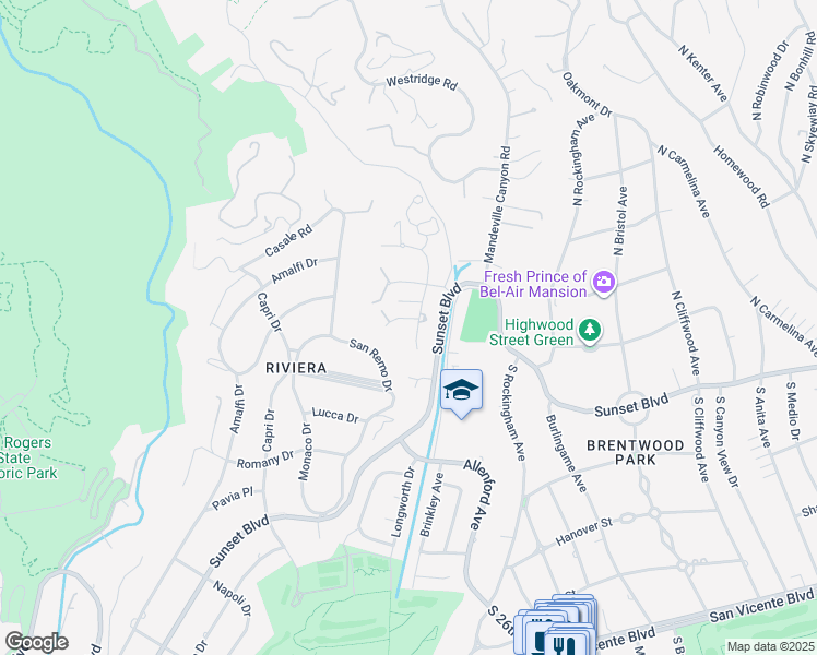 map of restaurants, bars, coffee shops, grocery stores, and more near 1525 Old Oak Road in Los Angeles