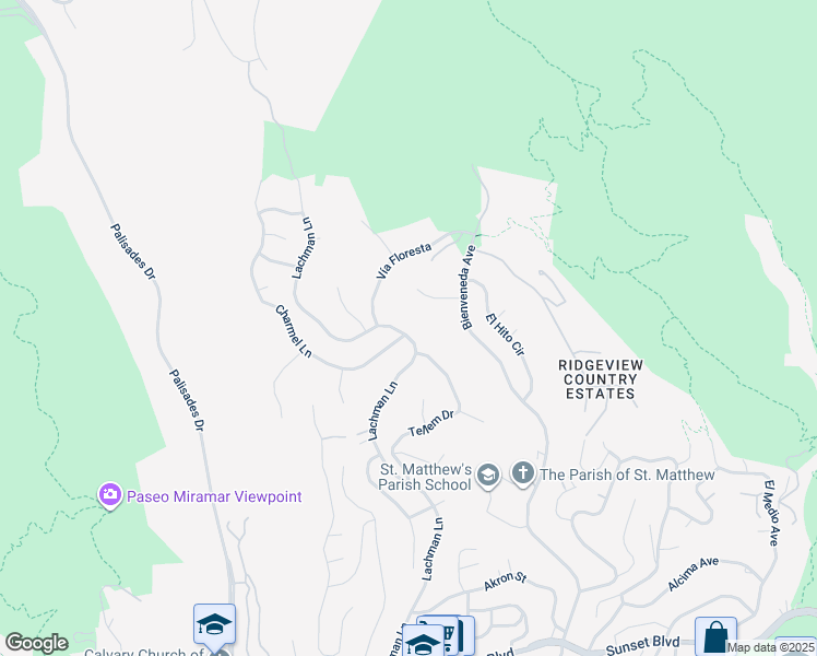 map of restaurants, bars, coffee shops, grocery stores, and more near 1260 Lachman Lane in Los Angeles