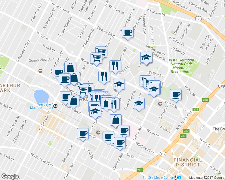 map of restaurants, bars, coffee shops, grocery stores, and more near 1599 West 4th Street in Los Angeles