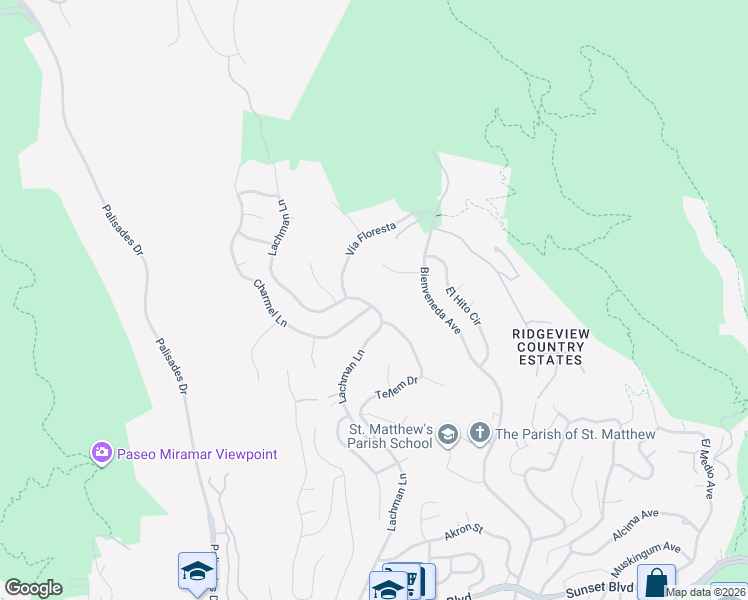 map of restaurants, bars, coffee shops, grocery stores, and more near 1260 Lachman Lane in Los Angeles