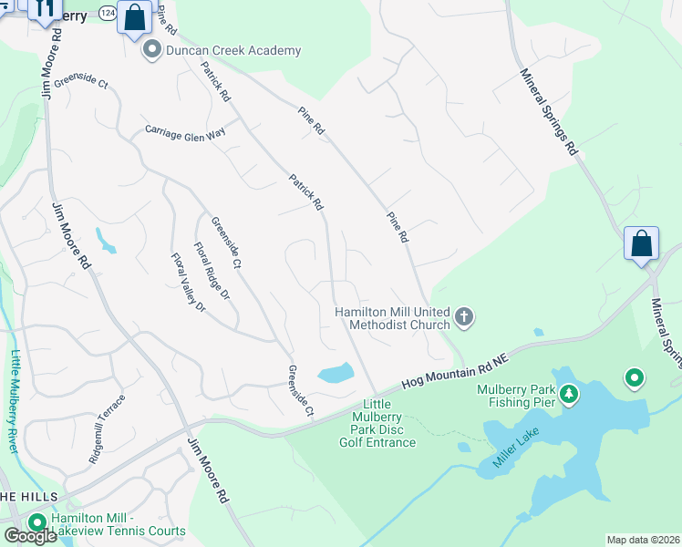 map of restaurants, bars, coffee shops, grocery stores, and more near 1710 Winter Jasmine Drive in Dacula
