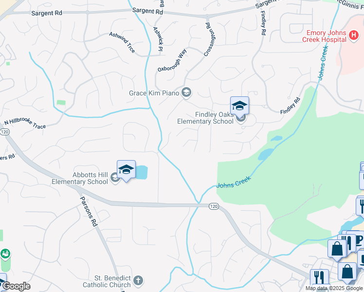 map of restaurants, bars, coffee shops, grocery stores, and more near 495 Stambridge Court in Alpharetta