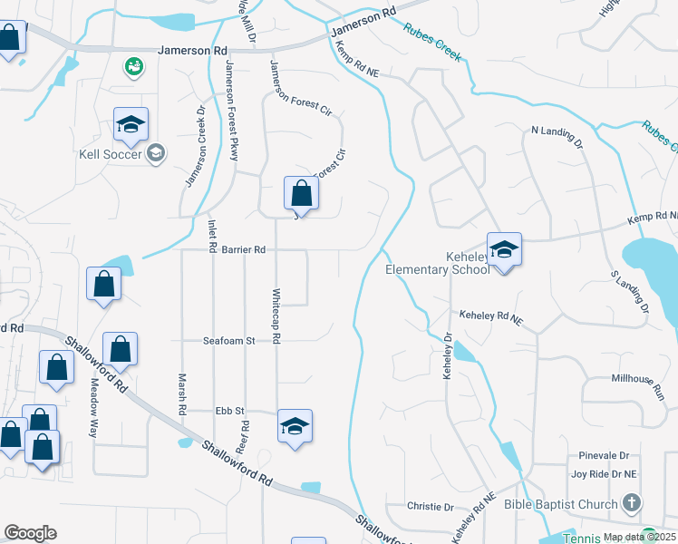 map of restaurants, bars, coffee shops, grocery stores, and more near 4487 Bay Court in Marietta