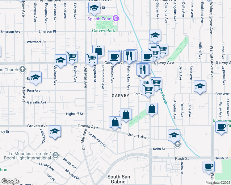 map of restaurants, bars, coffee shops, grocery stores, and more near 2549 Kelburn Avenue in Rosemead